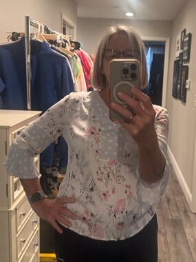 floral polka dot pattern shirt